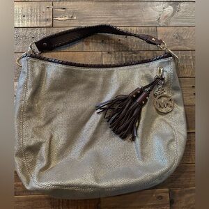 MICHAEL Michael Kors Silver and Brown Hobo Bag